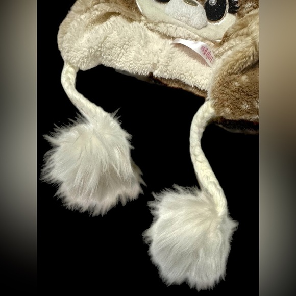 JUSTICE Girl's Deer Earflap Beanie Hat with Matching Gloves Set Cream One Sz EUC - Picture 6 of 15